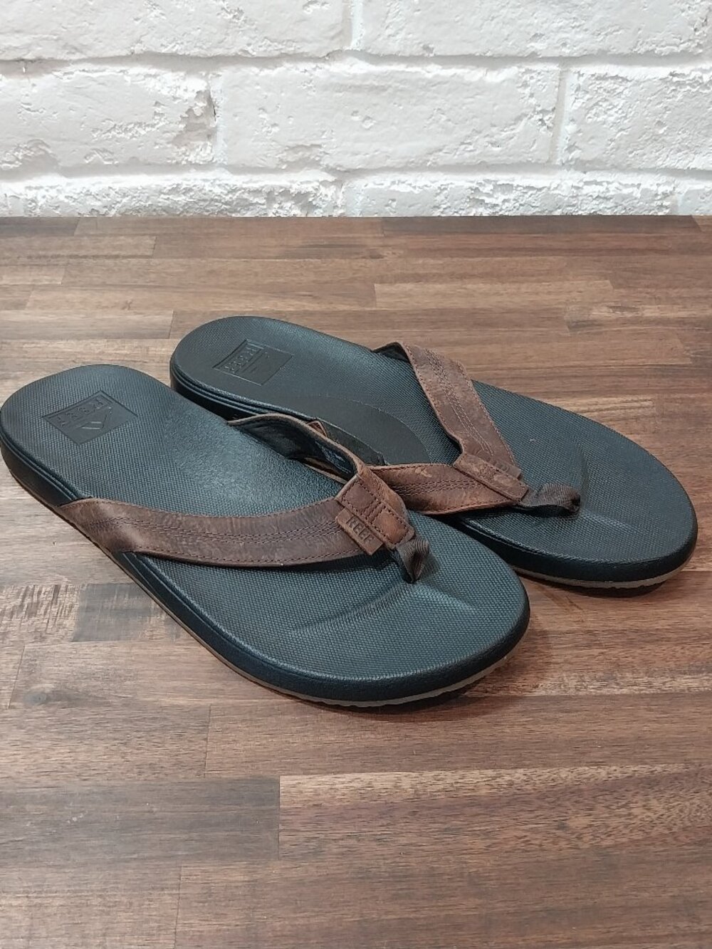 Reef Brown Leather Sandals Mens 13 Cushion Phantom LE Summer Thong Flip Flops
